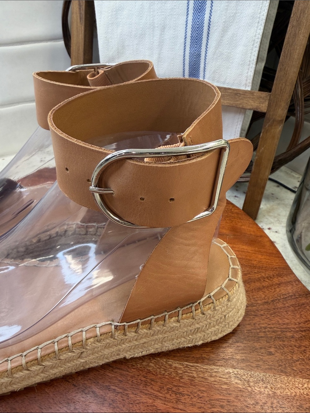 Franco Sarto Tan Espadrille Platform Sandals with Ankle Strap - Picture 5 of 6